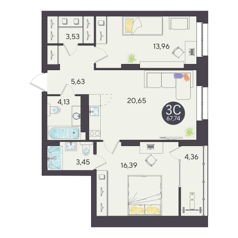 Купить квартиру в новостройках в районе Ленинский в Новосибирске. Вариант № 9930225, 0, площадь -  квм, цена 10844000 рублей