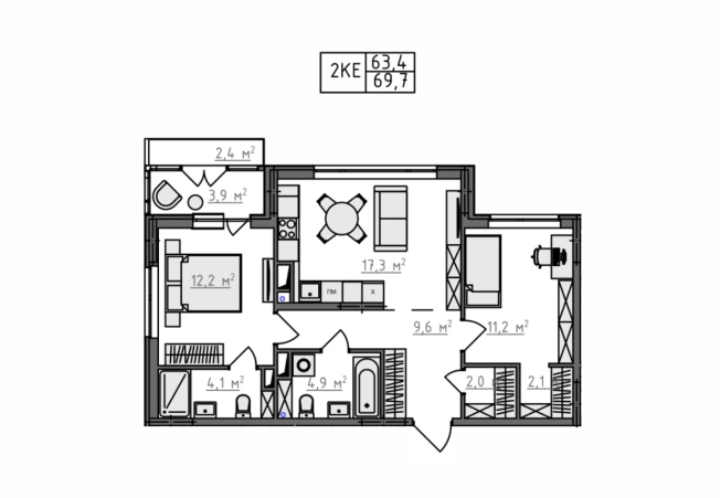 Купить квартиру в ЖК Квартал Новаторов в Владимире. Вариант № 130640, 3, площадь -  квм, цена 7069490 рублей
