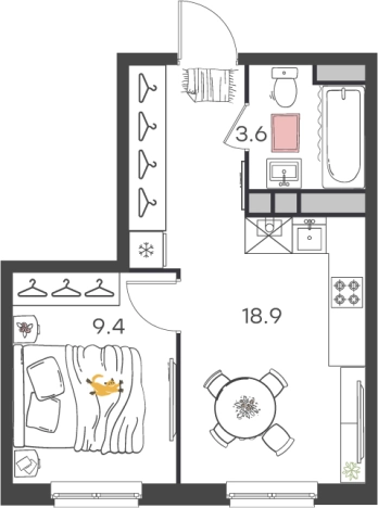 Купить однокомнатную квартиру в Нижегородской области. Вариант № 810704, 0, площадь -  квм, цена 5467660 рублей