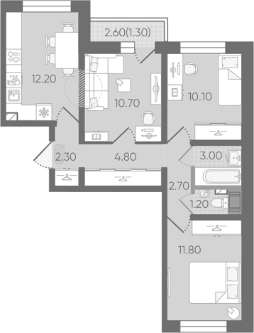 Купить трехкомнатную квартиру в ЖК Цветной город в Санкт-Петербурге. Вариант № 8093504, 0, площадь -  квм, цена 10579222 рублей