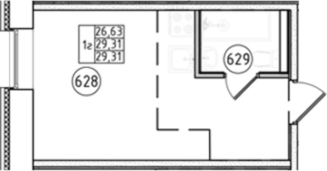 Купить Студию в ЖК Апарт-отель Фомин в Санкт-Петербурге. Вариант № 6230558, 0, площадь -  квм, цена 7238000 рублей