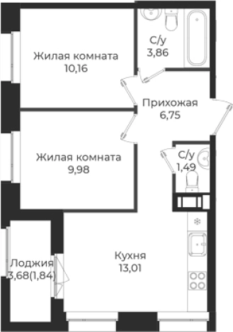 Купить двухкомнатную квартиру в ЖК Новатория в Ленинградской области. Вариант № 6910167, 0, площадь -  квм, цена 7035246 рублей