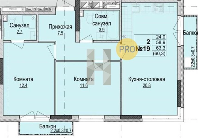 Купить двухкомнатную квартиру в ЖК Утро на Репина в Ижевске. Вариант № 66230, 0, площадь -  квм, цена 4851000 рублей