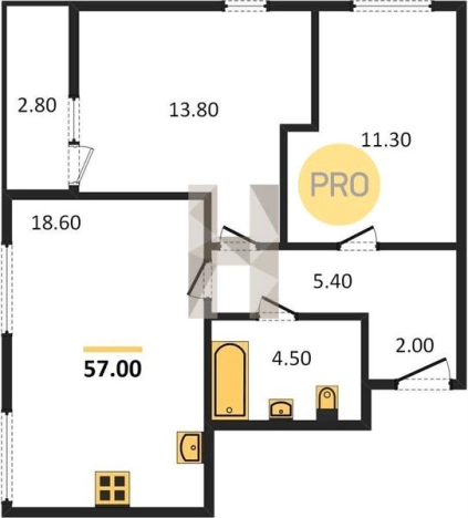 Купить двухкомнатную квартиру в ЖК Истории в Ижевске. Вариант № 62140, 0, площадь -  квм, цена 4733400 рублей