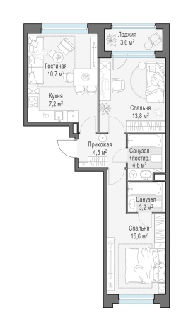Купить трехкомнатную квартиру в ЖК Белый Grad в Мытищах. Вариант № 167821, 0, площадь -  квм, цена 13170000 рублей