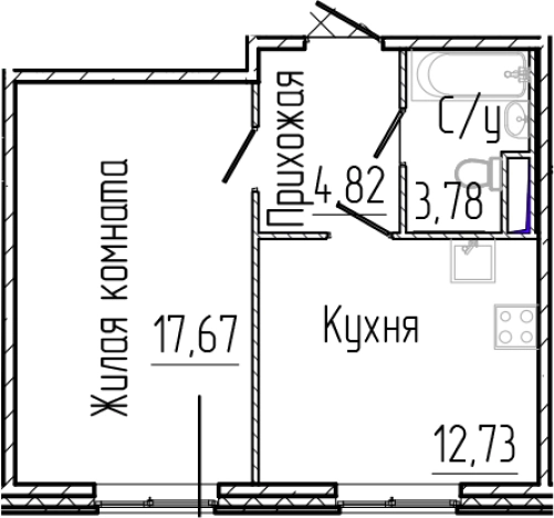 Купить однокомнатную квартиру на улице Тихвинская в Сертолове. Вариант № 6056942, 0, площадь - квм, цена 6669000 рублей