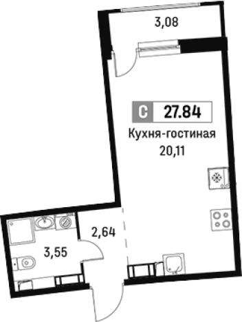 Купить Студию в новостройках в Мурине. Вариант № 6213511, 0, площадь -  квм, цена 5032779 рублей