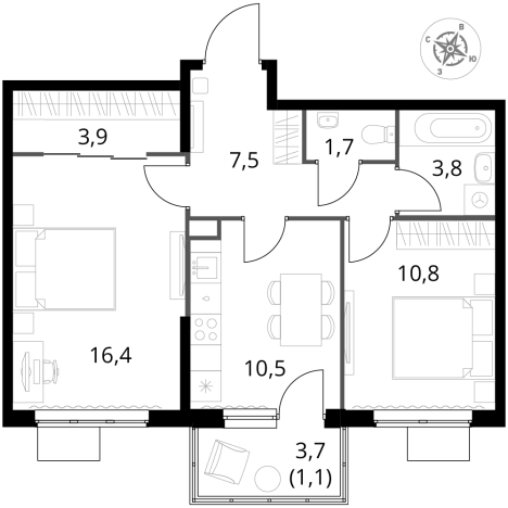 Купить двухкомнатную квартиру у метро Щелковская в Москве. Вариант № 9714273, 0, площадь -  квм, цена 28167490 рублей