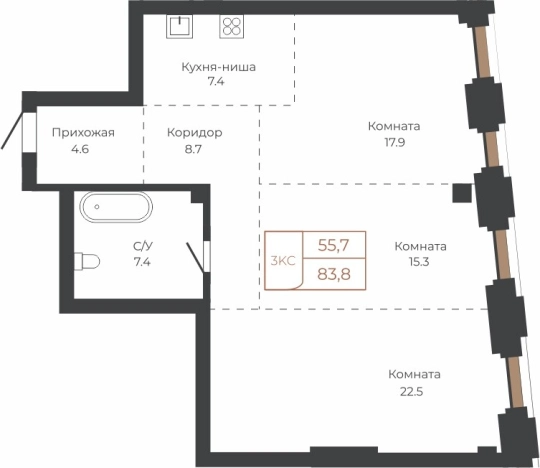 Купить квартиру на улице площадь Баварина в Барнауле. Вариант № 6841343, 0, площадь -  квм, цена 21047202 рублей