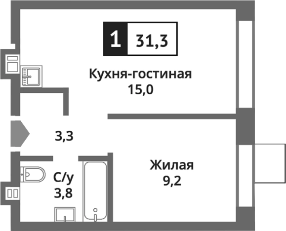 Купить двухкомнатную квартиру в Красногорске. Вариант № 119797, 0, площадь -  квм, цена 7388985 рублей