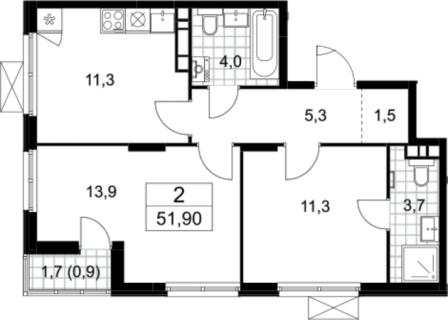 Купить двухкомнатную квартиру у метро Ольховая в Москве. Вариант № 90743, 0, площадь -  квм, цена 11290162 рублей