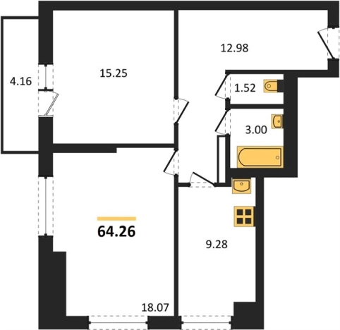 Купить двухкомнатную квартиру в новостройках в Новосибирске. Вариант № 9878544, 0, площадь -  квм, цена 6100000 рублей