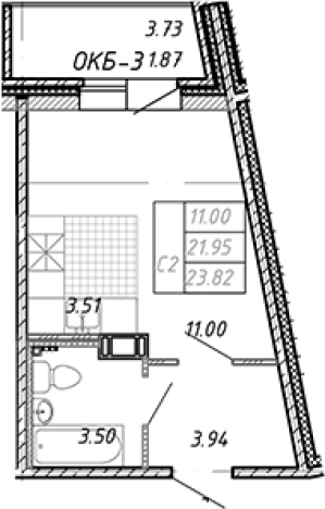 Купить Студию в Ленинградской области. Вариант № 76248, 0, площадь -  квм, цена 4042000 рублей
