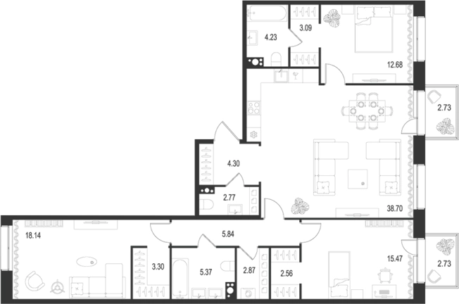 . Вариант № 7260423, 0, площадь - 119.32 квм, цена 84359240 рублей