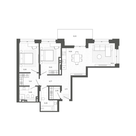 Купить двухкомнатную квартиру в Барнауле. Вариант № 2521159, 0, площадь -  квм, цена 16194000 рублей