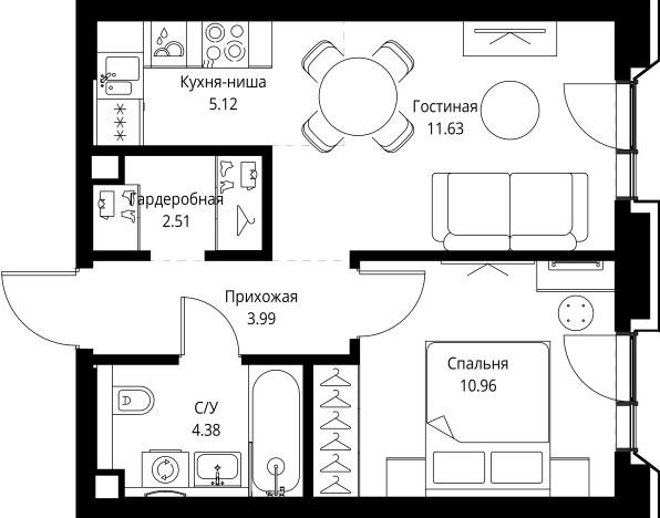 . Вариант № 6838501, 0, площадь - 38.59 квм, цена 30432074 рублей