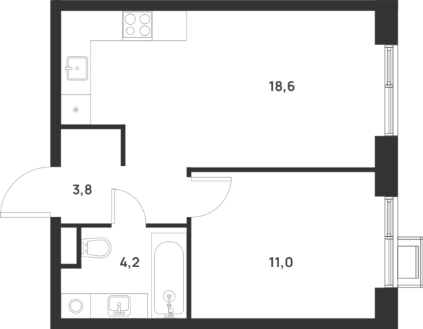 . Вариант № 10416774, 0, площадь - 37.6 квм, цена 10843840 рублей