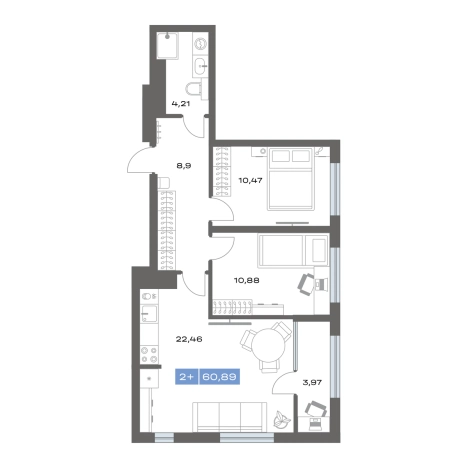 Купить двухкомнатную квартиру в новостройках в ЖК "Ритм" в Тобольске. Вариант № 91858, 0, площадь -  квм, цена 7950000 рублей