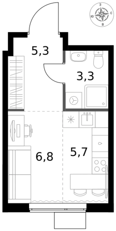 Купить однокомнатную квартиру в новостройках в ЖК 1-й Измайловский в Москве. Вариант № 9834152, 0, площадь -  квм, цена 13788850 рублей