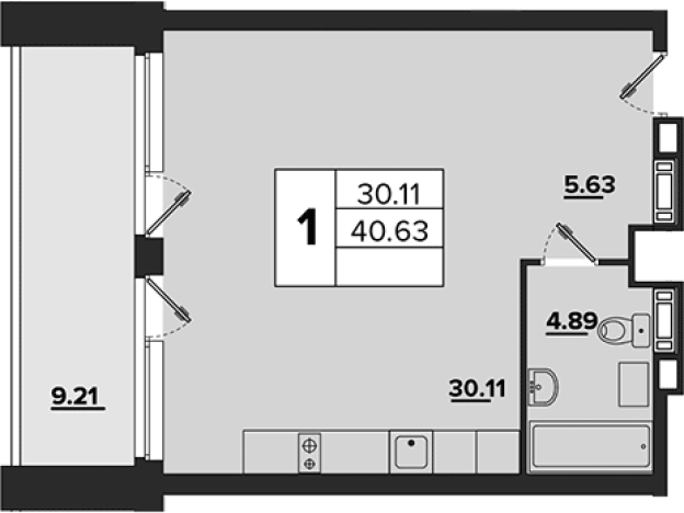 . Вариант № 89117, 0, площадь - 40.04 квм, цена 36547200 рублей