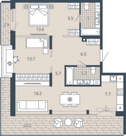 Купить двухкомнатную квартиру в ЖК Жилой комплекс "Scala city" в Пензе. Вариант № 95597, 0, площадь -  квм, цена 14475400 рублей