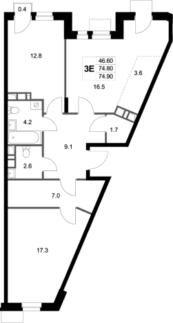 Купить трехкомнатную квартиру у метро Некрасовка в Люберцах. Вариант № 138333, 0, площадь - квм, цена 13856500 рублей
