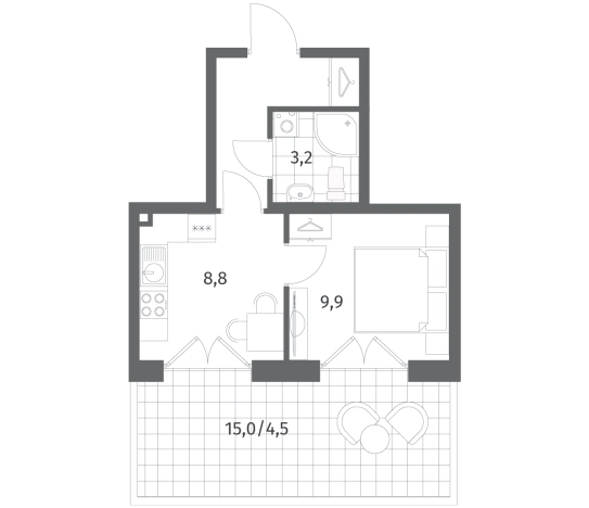 . Вариант № 7265967, 0, площадь - 26.9 квм, цена 14095000 рублей