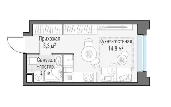 Купить Студию в ЖК Белый Grad в Мытищах. Вариант № 168056, 0, площадь -  квм, цена 5800000 рублей
