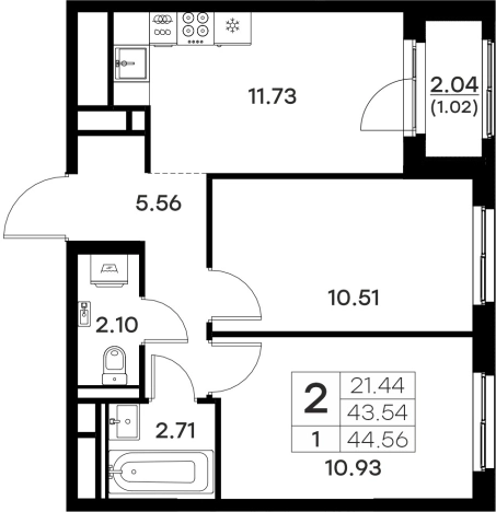 Купить двухкомнатную квартиру в ЖК Glorax Октябрьский в Владимире. Вариант № 2941572, 0, площадь -  квм, цена 6129999 рублей