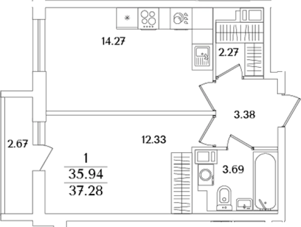 Купить двухкомнатную квартиру в новостройках в районе Красносельский в Санкт-Петербурге. Вариант № 6713251, 0, площадь -  квм, цена 11675415 рублей