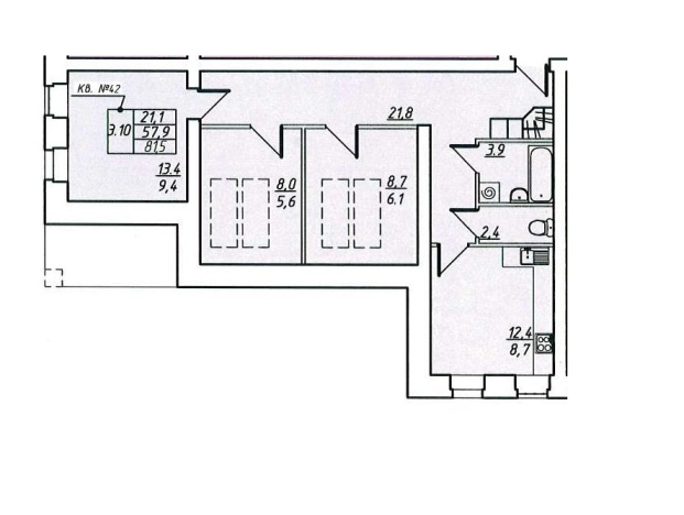 . Вариант № 75243, 0, площадь - 81.6 квм, цена 9384000 рублей