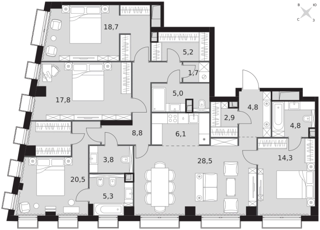 Купить квартиру у метро Хорошево в Москве. Вариант № 91907, 0, площадь -  квм, цена 111950280 рублей