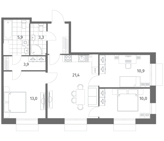 Купить многокомнатную квартиру в новостройках в ЖК Парусная 1 в Санкт-Петербурге. Вариант № 9324579, 0, площадь -  квм, цена 25588000 рублей