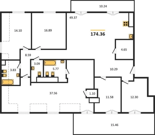 Купить четырехкомнатную квартиру в Калининграде. Вариант № 65857, 0, площадь -  квм, цена 25630920 рублей