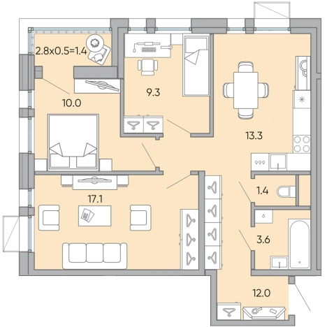 Купить трехкомнатную квартиру в ЖК мкр. Хороший в Чите. Вариант № 119127, 0, площадь -  квм, цена 10970910 рублей