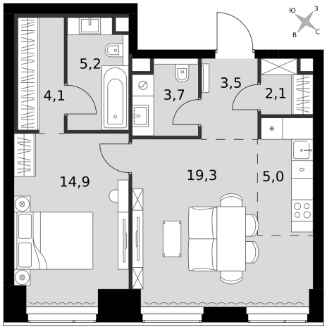 Купить двухкомнатную квартиру в районе Хорошёвский в Москве. Вариант № 9466535, 0, площадь -  квм, цена 43529180 рублей