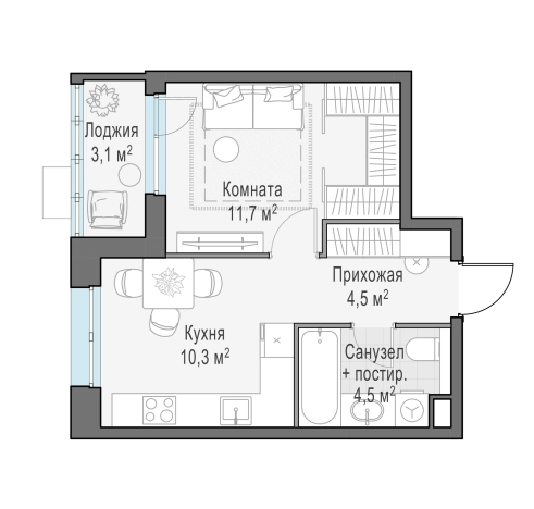 Купить однокомнатную квартиру на вторичке в ЖК Новое Пушкино в Пушкине. Вариант № 165908, 0, площадь -  квм, цена 6870000 рублей