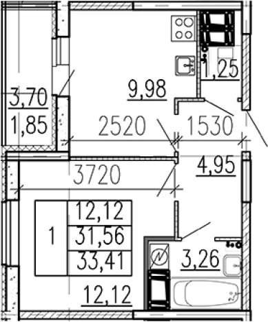 Купить однокомнатную квартиру в новостройках на улице Школьная в Ленинградской области. Вариант № 9095973, 0, площадь -  квм, цена 4789220 рублей