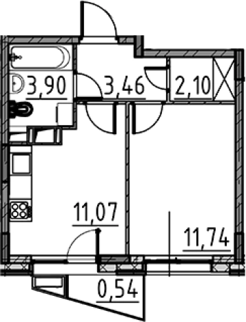 . Вариант № 8470031, 0, площадь - 32.27 квм, цена 5656211 рублей