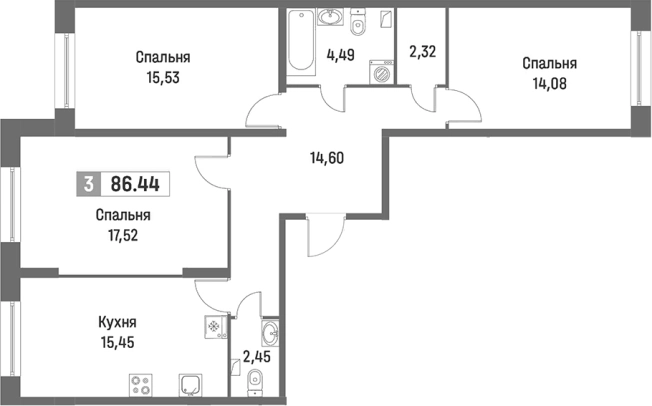 Купить четырехкомнатную квартиру у метро Девяткино в Мурине. Вариант № 8064914, 0, площадь -  квм, цена 14982765 рублей