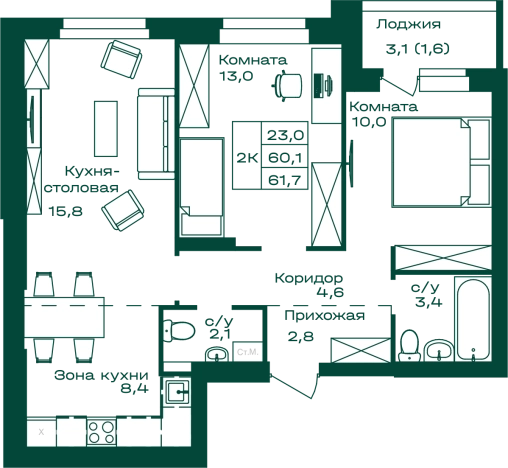 Купить квартиру в ЖК Первогорье в Республике Алтай. Вариант № 7242198, 0, площадь -  квм, цена 11414500 рублей