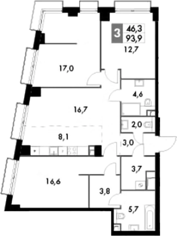 Купить четырехкомнатную квартиру в районе Крылатское в Москве. Вариант № 112395, 0, площадь -  квм, цена 51978345 рублей