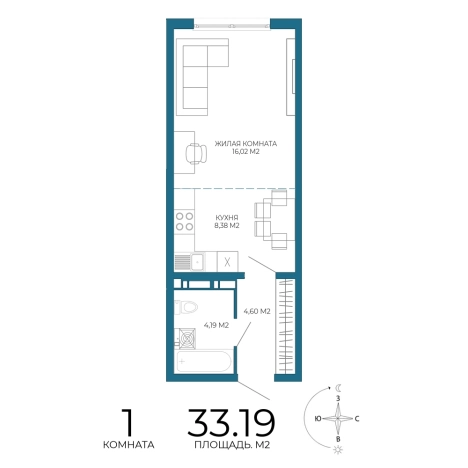 Купить однокомнатную квартиру в новостройках в районе Железнодорожный в Пензе. Вариант № 3445116, 0, площадь -  квм, цена 3053480 рублей