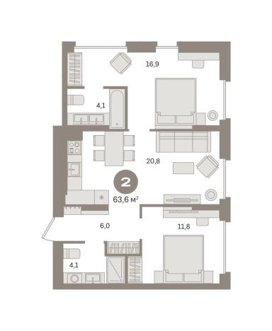 Купить двухкомнатную квартиру у метро Домодедовская в Видном. Вариант № 8615872, 0, площадь -  квм, цена 11750000 рублей