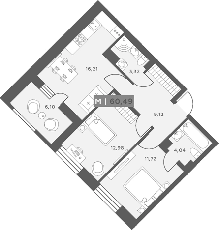 Купить трехкомнатную квартиру у метро Улица Дыбенко в Ленинградской области. Вариант № 6217882, 0, площадь -  квм, цена 9387854 рублей