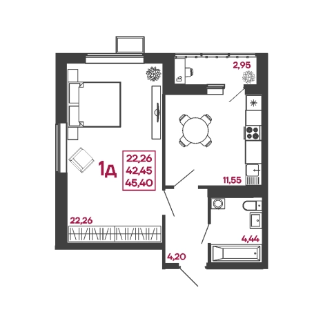Купить однокомнатную квартиру на улице Измайлова в Пензе. Вариант № 145960, 0, площадь -  квм, цена 4145020 рублей