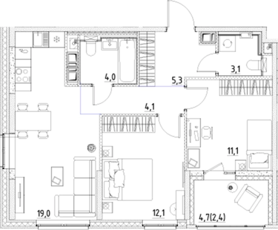 Купить трехкомнатную квартиру в ЖК Янила Forest в Ленинградской области. Вариант № 7838363, 0, площадь -  квм, цена 9604920 рублей