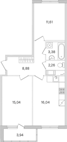 Купить двухкомнатную квартиру у метро Проспект Большевиков в Ленинградской области. Вариант № 8489027, 0, площадь - квм, цена 9708537 рублей