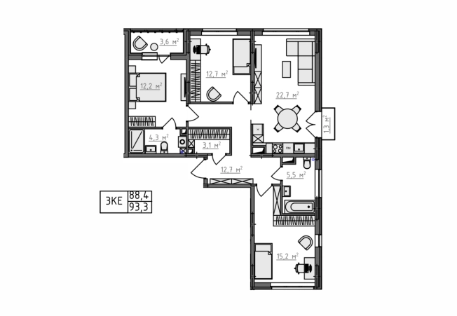 Купить трехкомнатную квартиру в ЖК Квартал Новаторов в Владимире. Вариант № 130654, 3, площадь -  квм, цена 9693130 рублей