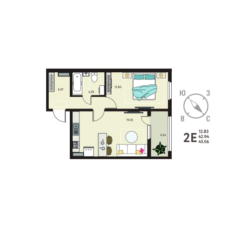 Купить квартиру в ЖК Зеленый Квартал Бабяково в Воронежской области. Вариант № 155348, 0, площадь -  квм, цена 4438410 рублей